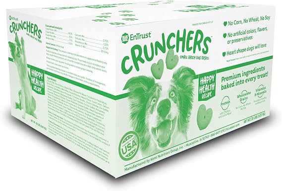 Blue Seal EnTrust CRUNCHERS Dog Treats Heart Shaped | Premium Ingredients | Happy Health Recipe | 20 LB Box