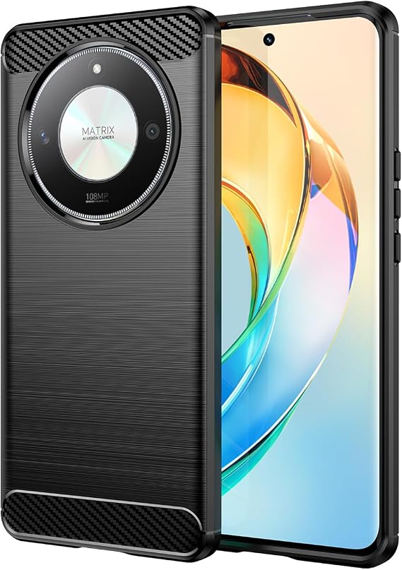 Case for Honor X9b Case, Honor Magic6 Lite Case, Honor X50 Case, ALI-NX1 ALI-NX3 Slim Thin Carbon Fiber TPU Rubber Protective Cases Anti-Scratch Shockproof Cover for Honor Magic6 Lite Black