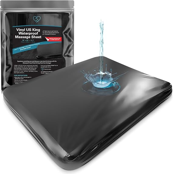Vinyl Waterproof Mattress Protector US King 78x80in, Wipe-Clean Black