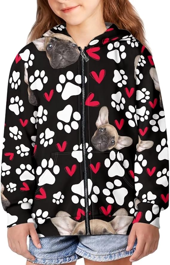 Cute Girls Hoodies with Pocket Long Sleeve Floral Zip Up Hoodie Comfort Soft Graphic Fall Tops