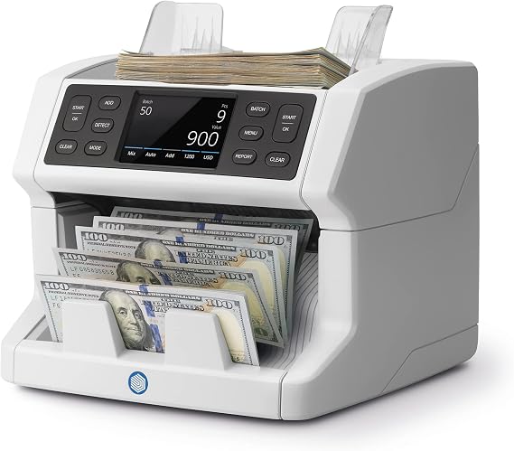 Safescan 2865-S Money Counter Machine Premium Grade Cash Counting | Value Counts Bills, Bill Counter with 7-Point Counterfeit Detection, High-Speed Cash Counting, 1,500 bills per minute