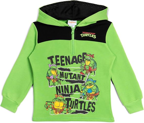 TEENAGE MUTANT NINJA Turtles Boys' Fleece Quarter-Zip Hoodie Toddler to Big Kid
