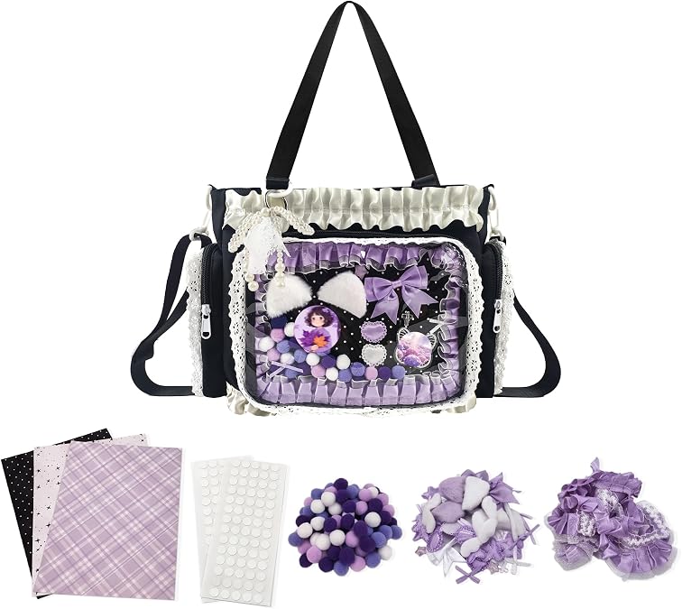 Ita Bag, Kawaii Crossbody Bag, DIY Pin Display Bags with Insert & Cute Accessories, Y2K Style - Shoulder Tote Bags