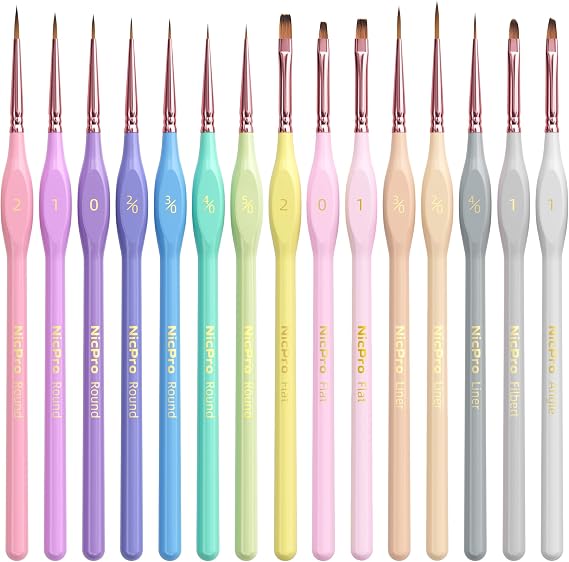Nicpro 15PCS Paint By Numbers Brushes, Micro Fine Detail Paint Brush Set