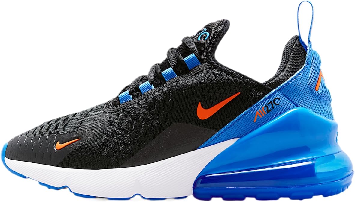 Nike Air Max 270 Big Kids' Shoes (Black/Blue Crystal/White/Turf Orange)