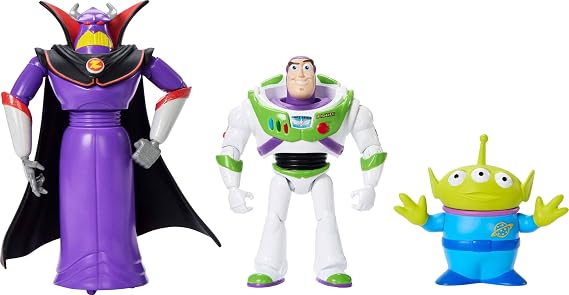 Mattel Disney Pixar Storytellers Story Intergalactic Action Figure 3-Pack 4" Scale Buzz Lightyear Zurg & Alien Poseable Toy