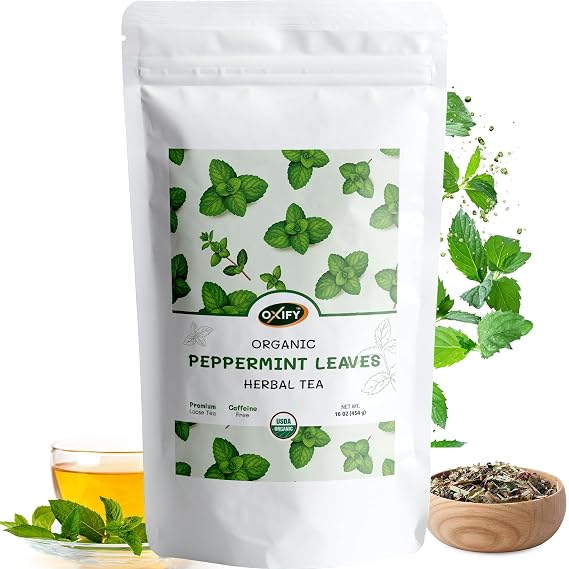 Oxify Organic Peppermint Leaves Herbal Loose Tea- 16 oz (16 oz, Peppermint)