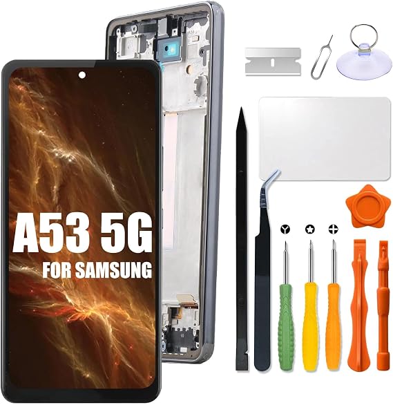 for Samsung Galaxy A53 5G Screen Replacement with Frame INCELL for Samsung A536B A536U A536E A536V A536W A536N S536DL LCD Touch Display Digitizer Assembly with Repair Part(No Fingerprint Function)