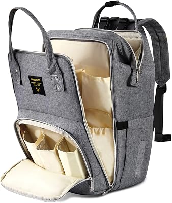 SUNVENO Baby Diaper Bag Backpack Large Capacity Waterproof Travel Diaper Backpack with Changing Pad Stroller Straps Multi Pocket Mom Dad Baby Essentials Bag Grey