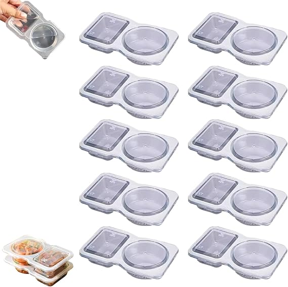 Reusable Snack Pots, Reusable Snack Container, Reusable Snack Packs 2 Compartments, Mini Snack Packs Container, On the Go Snack Containers, Double Compartment Condiment Container(40pcs)