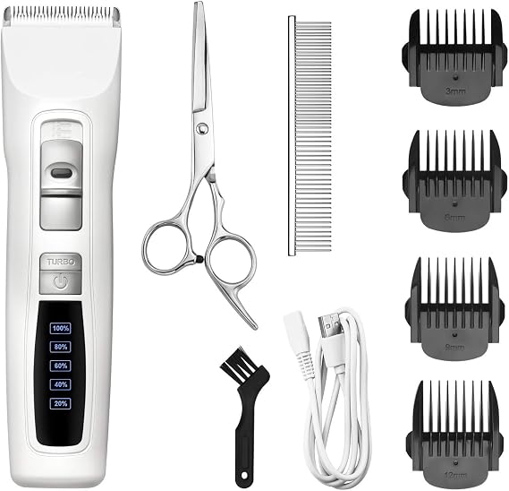 Bousnic Dog Clippers 2-Speed Cordless Pet Hair Grooming Clippers Kit - Professional Rechargeable for Small Medium Large Dogs Cats and Other Pets