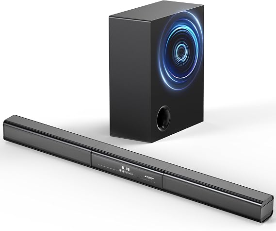 2.1 Channel Soundbar with Wired Subwoofer, 35-Inch TV Speaker