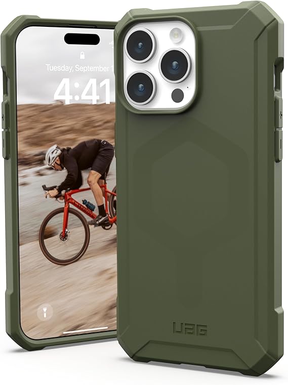 URBAN ARMOR GEAR UAG Case Compatible with iPhone 15 Pro Max Case 6.7" Essential Armor Olive Drab Built-in Magnet Compatible with MagSafe Charging Rugged Mil-Grade Protective Cover