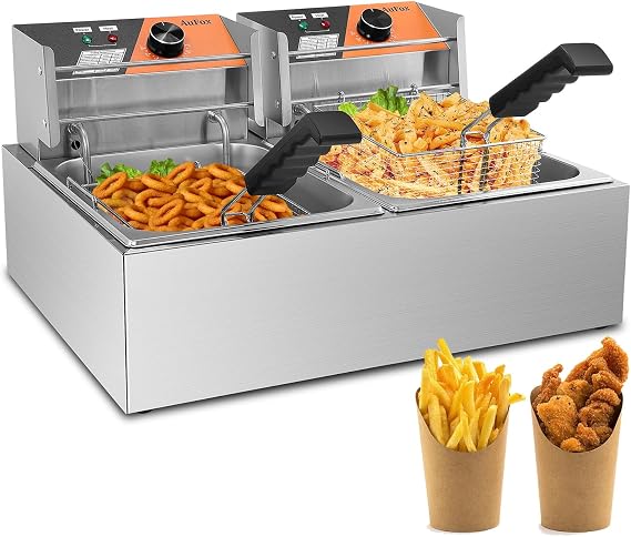 Commercial Deep Fryer 20.7Qt/20L Dual Tank Deep Fryers with Baskets