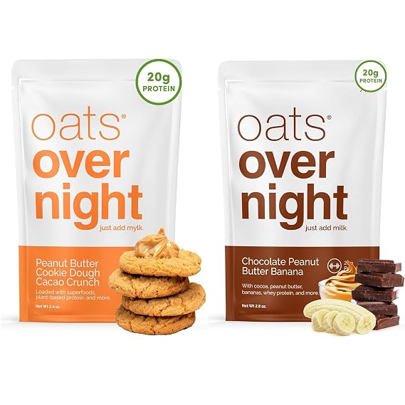 Oats Overnight Peanut Butter Cookie Dough Cacao Crunch, 20g Protein, 8 Pack