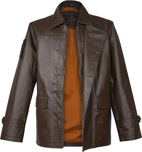 Musterbrand World of Tanks Men Leather Jacket The Front Brown XL