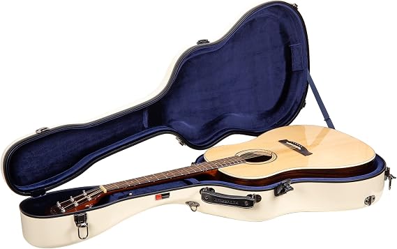 Crossrock Fiberglass Guitar Case - Fits 40"/41" Dreadnought Acoustic Guitar - Padded Straps, Interior Compartment, Fixed &