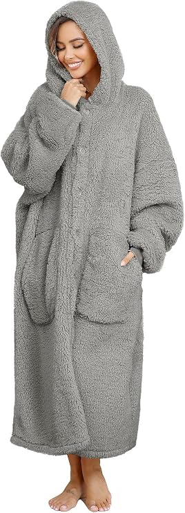 Oversized Wearable Blanket for Women,Thick Fleece Hooded Blanket for Adult,Cozy Sherpa Hoodies as Gifts for Mom
