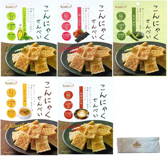 Konyakusenbei Daishin Foods, Wasabi, Comsome, Herbal Vinegar Plum, 5 Types, 1 Bag Each, Healthy, Low Calorie Snacks