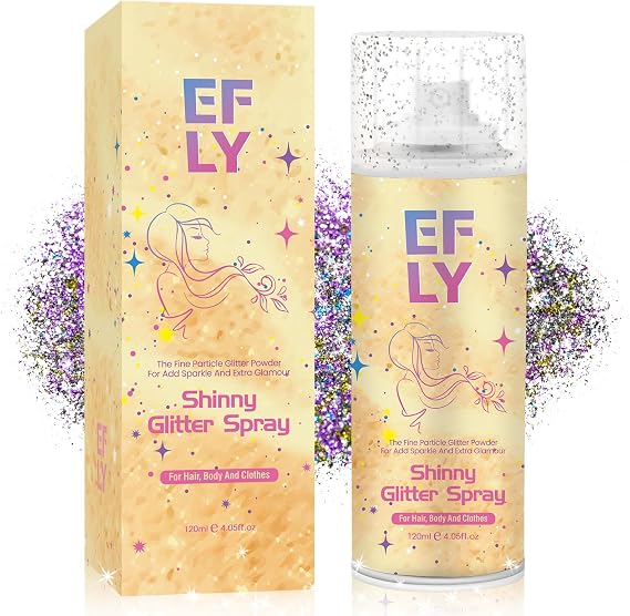 Body Glitter Spray for Hair and Body, Hair Glitter Spray for Clothes, Face, Skin, Long Lasting Spray Glitter Suitable for Music Festival Rave and Makeup Prom 4.05 FL Oz (Rainbow)