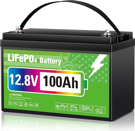 12V 100Ah LiFePO4 Lithium Battery, Group 31 Lithium Iron Phosphate, Maintenance-Free 100A Smart BMS Low-Temp Protection, 1280Wh 8000+ Deep Cycles for Energy Storage, RV, Home, Solar System