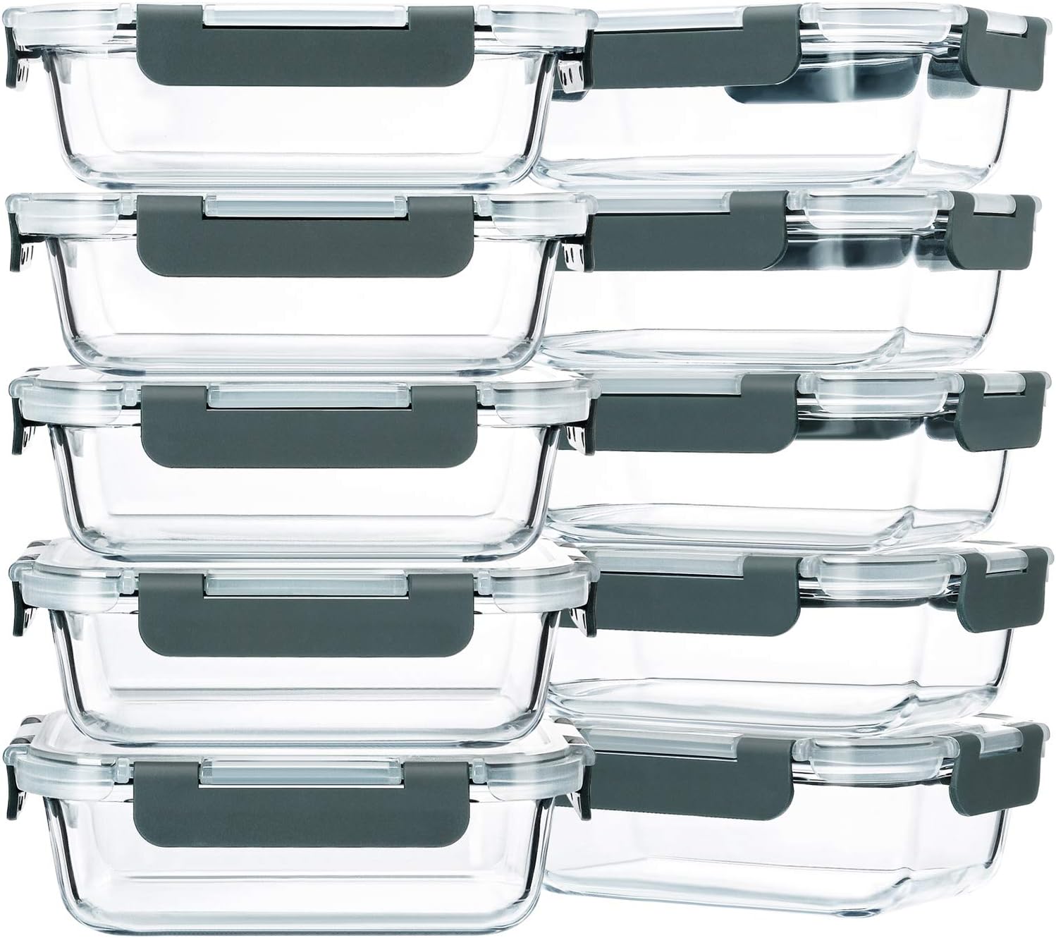 [10-Pack,22 Oz]Glass Meal Prep, Food Storage Containers with lids, Lunch Containers,Microwave, Oven, Freezer and Dishwasher 22 Oz