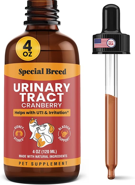 Cat & Dog Urinary Tract Infection Treatment Natural UTI Relief with Cranberry Drops Kidney & Bladder Support Helps Incontinence, Frequent Urination, Bladder Stones Pet Renal Care Drops