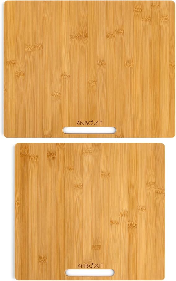ANBOXIT Appliance Slider, Wide - Large & Wide - Medium, Bamboo Sliding Tray for Coffee Maker, Kitchen Countertop Appliance Rolling Tray, Coffee Pot Slider Tray with Rubber Wheels