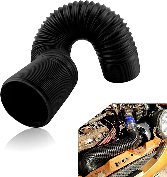 1-Pack Air Intake Telescopic Hose, 2.99 Inches Car Air Guide Wide Mouth Extension Hose, PP Material Adjustable Air Intake Device, Suitable for Most Cars (Black #76MM)