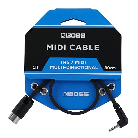 BOSS BMIDI-1-35 1ft / 30cm Space-Saving 3.5mm TRS to Multi-Directional 5-Pin MIDI Cable Provides Premium connectivity Pedals