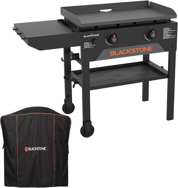 Blackstone 28 Inch Original Omnivore 2365, 2 Burner Griddle Outdoor Flat Top Grill with 5467 Patio Series Griddle Cover
