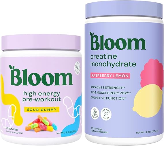 Bloom Sour Gummy Pre Workout and Raspberry Lemon Creatine Bundle