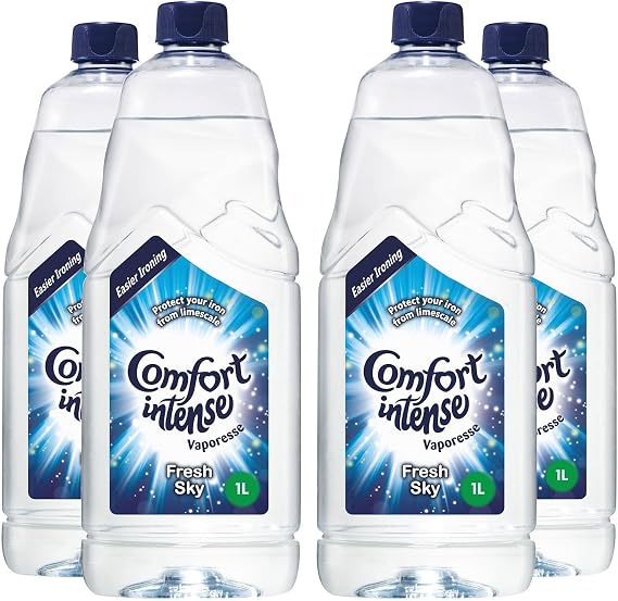 Comfort Ironing Water Fresh Sky Intense Vaporesse Deionised Water Gives Your Laundry a Clean, Fresh and Uplifting Fragrance Prevents Limscale for Easy Ironing 1 Litre (Buy 4)