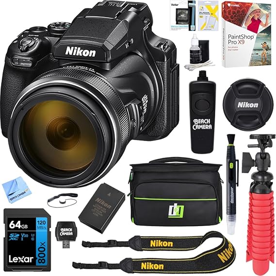 Nikon COOLPIX P1100 Superzoom Digital Camera, 125x Optical Zoom with Image Stabilization 16MP 4K Ultra HD Video Bundle with 64GB Memory + Deco Gear Camera Bag + Accessories | Official Nikon USA Model