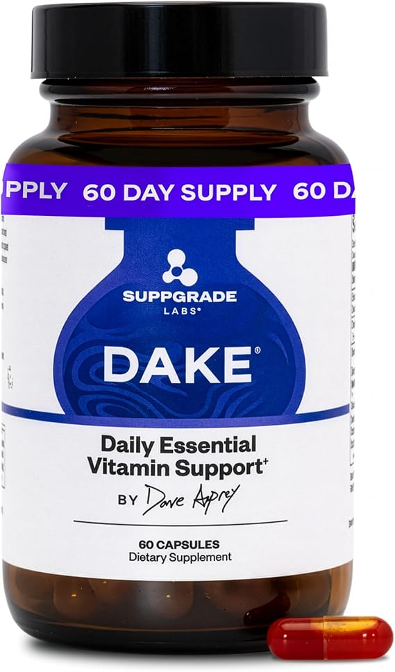 DAKE by Dave Asprey | Synergistic Blend of Essential Vitamins D-A-K-E | Vitamin D2 + K2 + A + E Supplement for Immune Support, Bone & Joint Support, Heart Health | 60 Day Supply