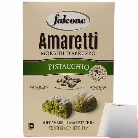 Falcone Amaretti Morbidi D'Abruzzo Pistacchio Amaretti Pistachio 170 g + usy Block