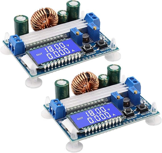 DC-DC Buck Boost Power Converter, 5.5-30V to 0.5-30V, 3A 35W, LCD Display, Button Control, Safety Protection
