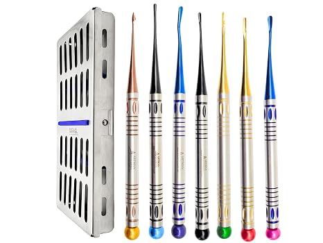 ARTMAN INSTRUMENTS Mini Root Elevator in Stainless Steel Cassette Proximators Luxating Elevators PDL Root Elevators 7 Pcs