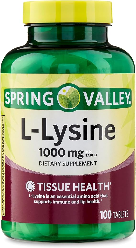 L-Lysine 1000mg Tablets Essential Amino Acid for Immune Support, Collagen Formation, and Skin Health High-Potency Lysine Supplement, 100 Count, Gluten-Free (Pack of 1)