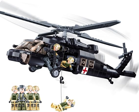 UH-60 Black Utility Helicopter Building Set, Hawk Plane Model (692 PCS)