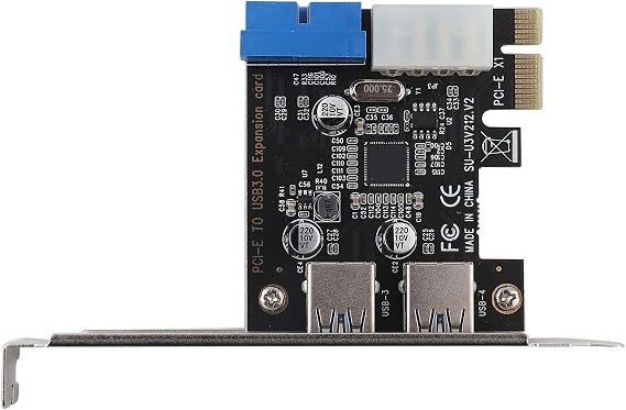 2 Port PCI-E 3.0 to USB 3.0 Expansion Card, USB PCI-E Card with 19-Pin Connector Motherboard Adapter