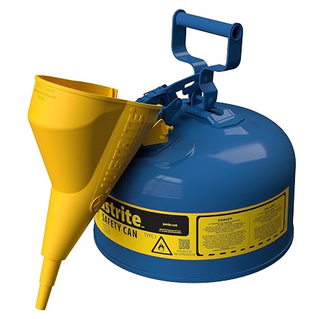 Justrite Type I Kerosene Safety Can, Blue Galvanized Steel, Made in the USA