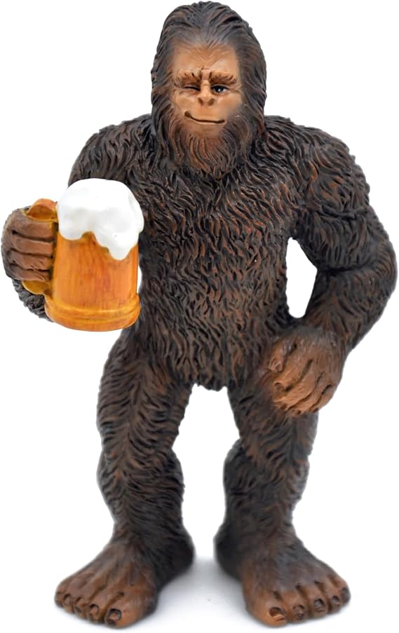 Marshall Home & Garden Party in The Woods with Big Foot Sasquatch 4 inch Resin Minature Outdoor Patio Lawn Figurine Statue for Garden - Woodland Knoll Collection, Brown