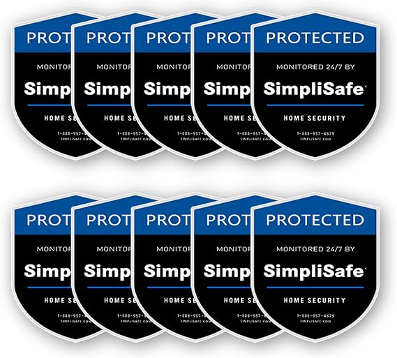 Door/Window Stickers - Home Security Alarm Decal for Simpli-Safe (10 Pack)