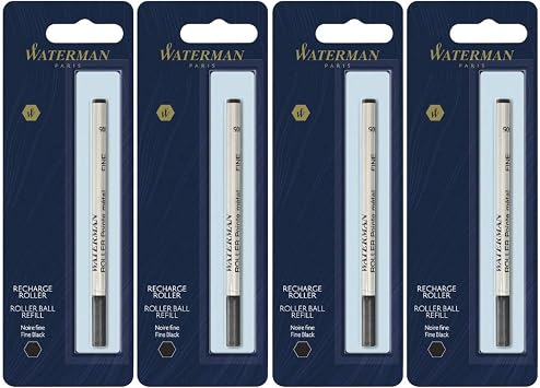 Waterman(R) Refill, Rollerball, Fine Point, 0.5 mm, Black (4-Pack)