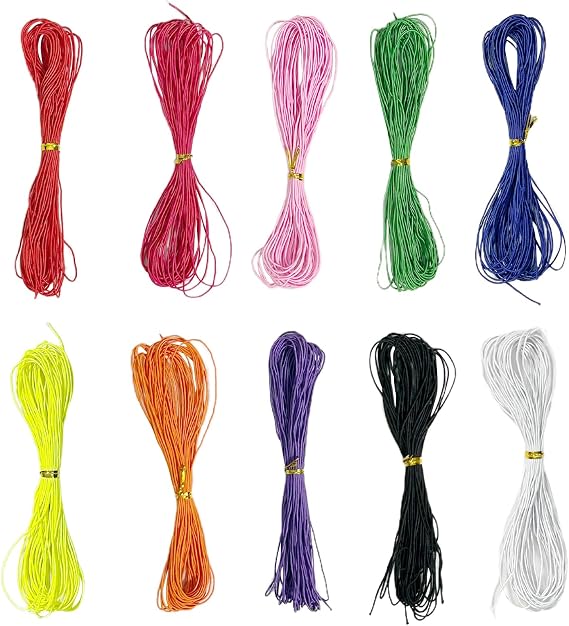 Coloured Elastic String, Elastic Cord, 10 Colors Bracelet String Stretchy for Necklaces, Bracelets, Jewellry Making, DIY Sewing Crafting, Beading