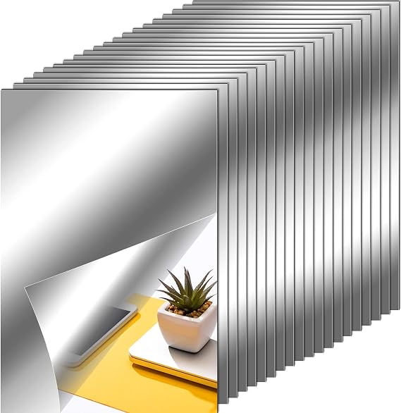 Zonon Flexible Mirror Sheets Self Adhesive, 20 Pieces, 6 x 9 Inches