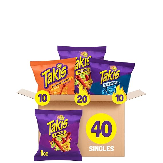 Takis Assorted Hero Variety Pack Rolled Tortilla Chips, 40 Count