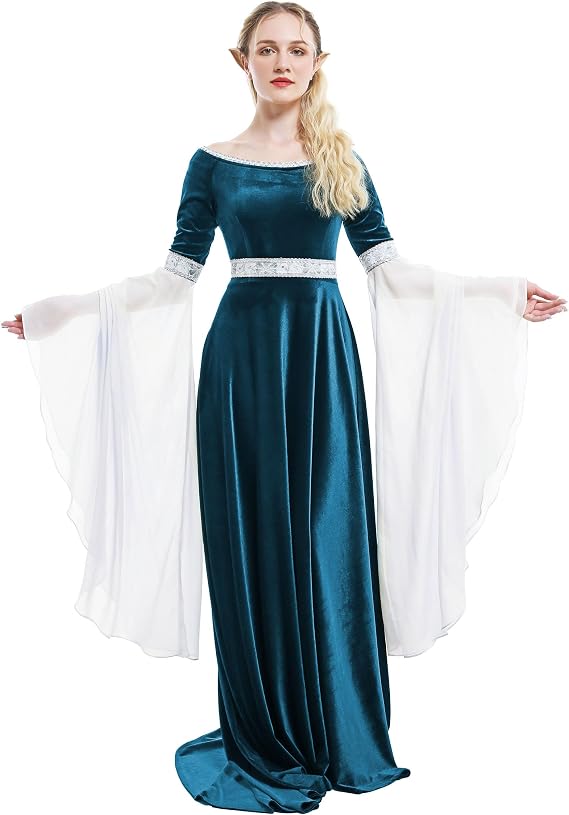 daizbella Renaissance Dress Women Retro Velvet Gown Medieval Costume Handmade Fantasy Medieval Dress