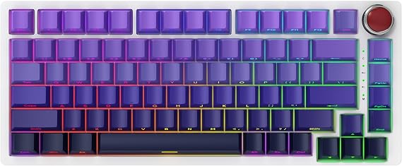 FKZ YK82 Aluminum Mechanical Keyboard,75% Gasket Mount Hot Swap Tri-Mode Wireless BT5.0/2.4GHz/USB-C Custom RGB Gaming Keyboard with Gradient Side Printed Keycaps Knob for PC/Mac Gamer (Purple)